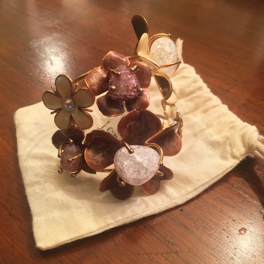 J.Crew 3D Floral Gold Brown Cream Cuff